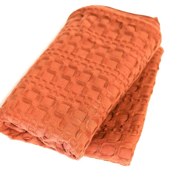 Piubelle Pillow Covers Orange Textured Set Of 2 100% Cotton 20x19 Inches - Picture 5 of 5